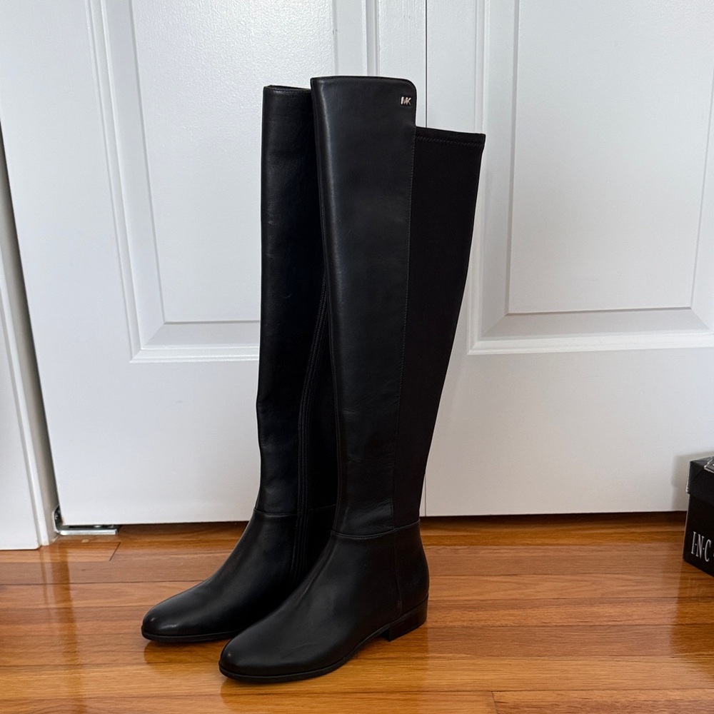 Michael Kors Black Leather Boots - Knee Height- New With Tags- Bromley Flat Boot